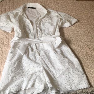 Contrast Embroidery Openwork Jumpsuit